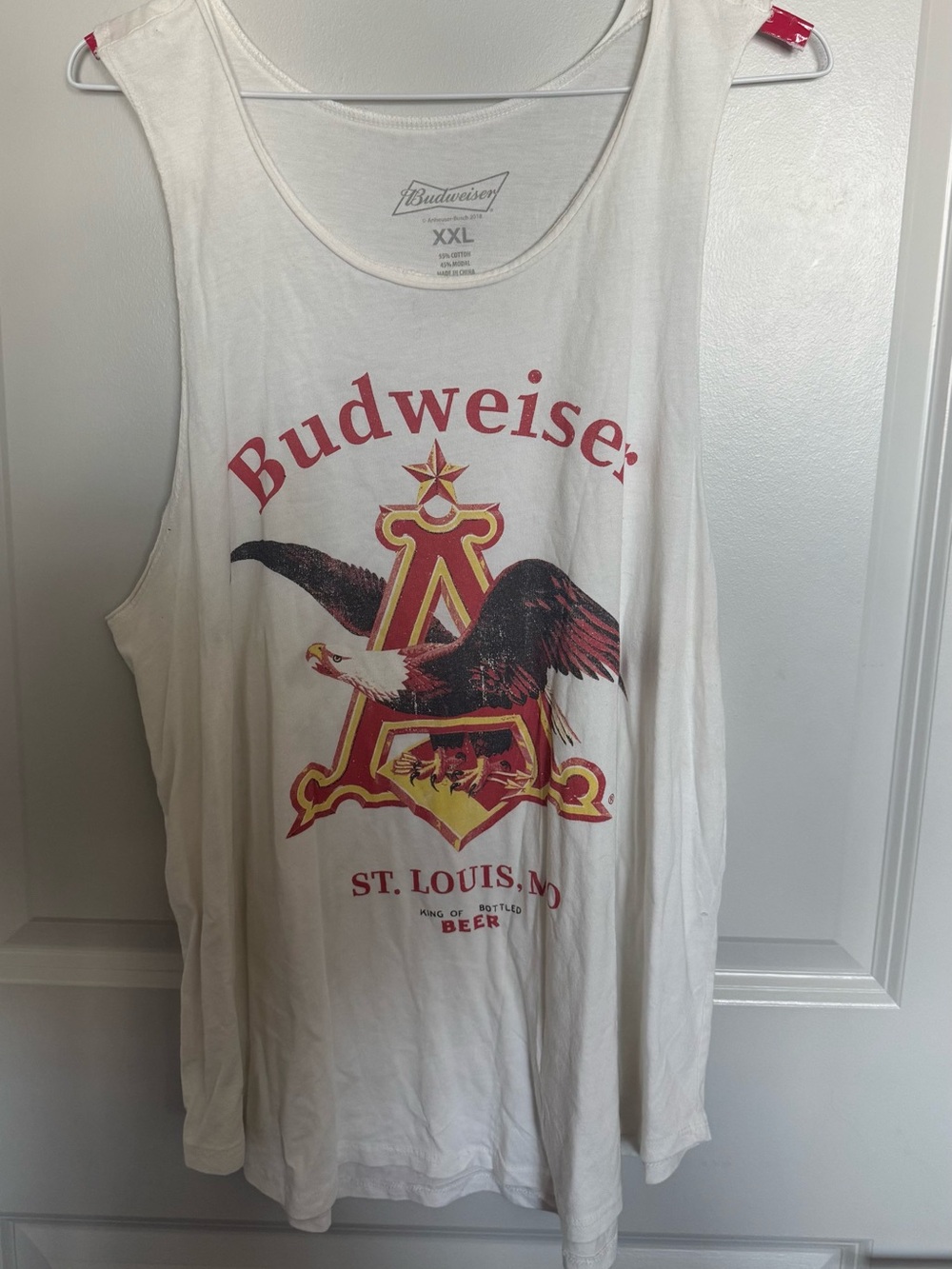 Budweiser White Tank Top with Red and Gold Eagle Logo